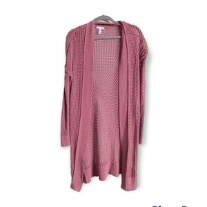 Leith open front cardigan crochet pink size XS